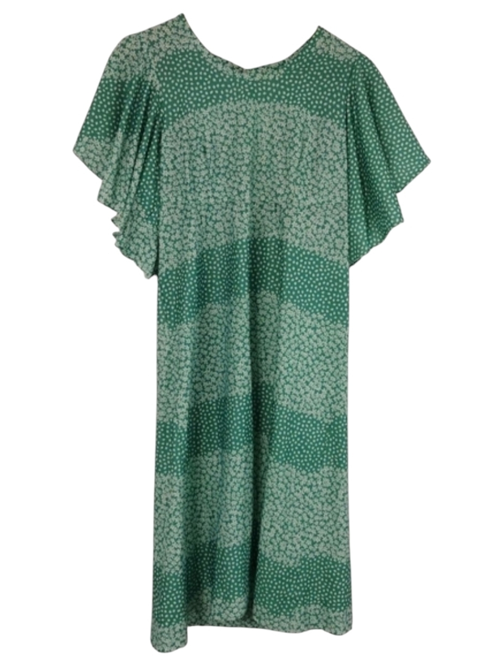 Vintage 70s Homemade Green And White Floral Maxi Dress Whimsical - Picture 9 of 12